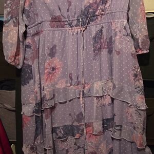 Floral Maxi Dress in Purple and Pink